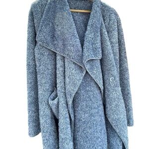 Hugs from Soft Surroundings Fleece Hug-Me Cardigan Jacket Oversized Size M Blue